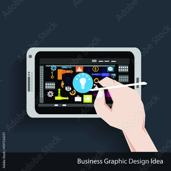 Fototapeta Illustration business.design modern  idea and concept think creativity. for Social network,success,plan,think,search,analyze,communicate, futuristic idea innovation technology.