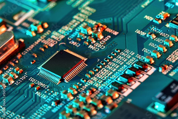 Obraz Electronic circuit board close up.	
