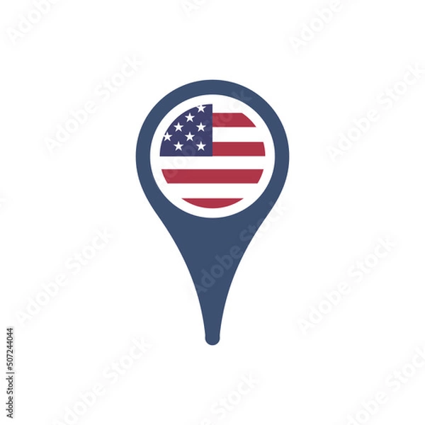 Fototapeta Colour icon for The United States Flag Map