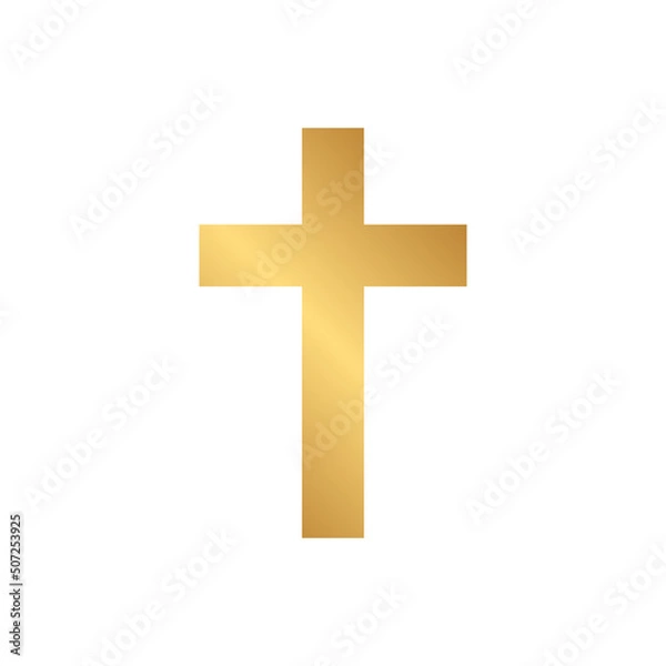Obraz Christian cross icon with gold gradient