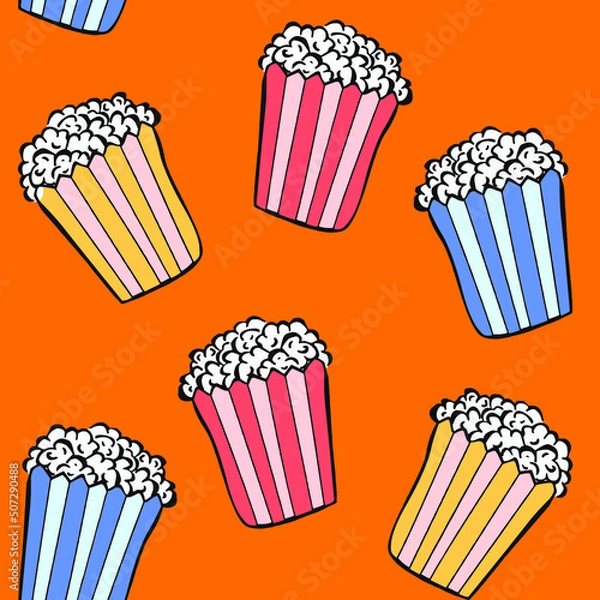Obraz Striped Pop Corn Boxes Seamless Vector Pattern Minimalist Design Chic Bright Colors