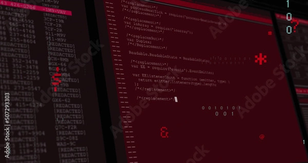 Obraz Image of data processing on black background