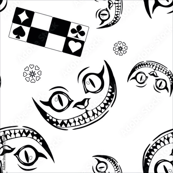 Fototapeta Cheshire cat seamless isolated pattern