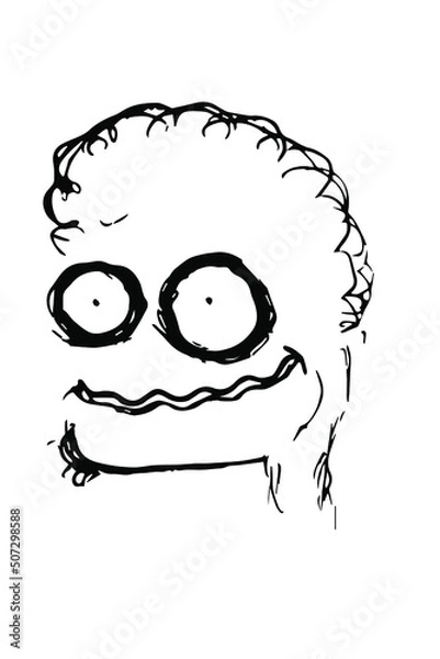 Fototapeta A funny face of an unknown hand-drawn. Cartoon face image