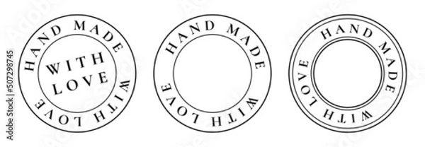 Fototapeta Hand Made with Love by inscription lettering quote. Made with Love calligraphy. Made with Love card. Vector illustration