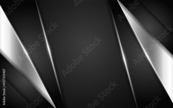 Fototapeta Modern black background combination with silver line glowing
