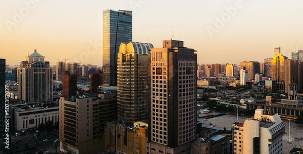 Fototapeta Downtown of Shijiazhuang City 