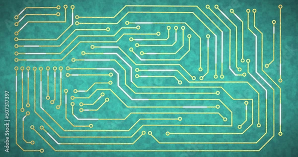 Fototapeta Image of computer circuit board on blue background