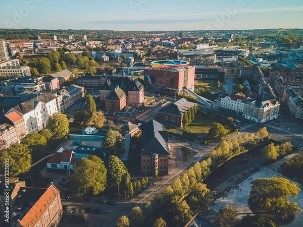 Fototapeta Views over Aarhus, Denmark in Jutland by Drone