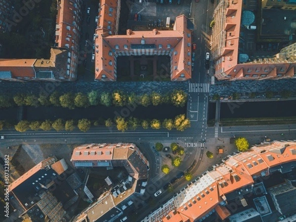 Fototapeta Views over Aarhus, Denmark in Jutland by Drone