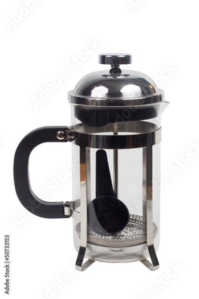 Fototapeta Clear teapot glass tea empty isolated on white background clippi