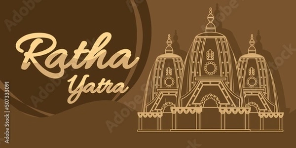 Obraz Ratha yatra festival A chariot with wooden deities of Jagannath, Baladeva and Subhadra. Holiday banner greeting card Vector illustration