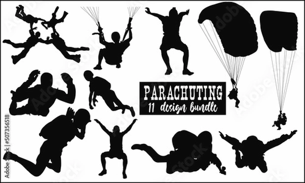 Fototapeta parachuting design bundle , Vector Image, silhouettes parachuting vector illustration