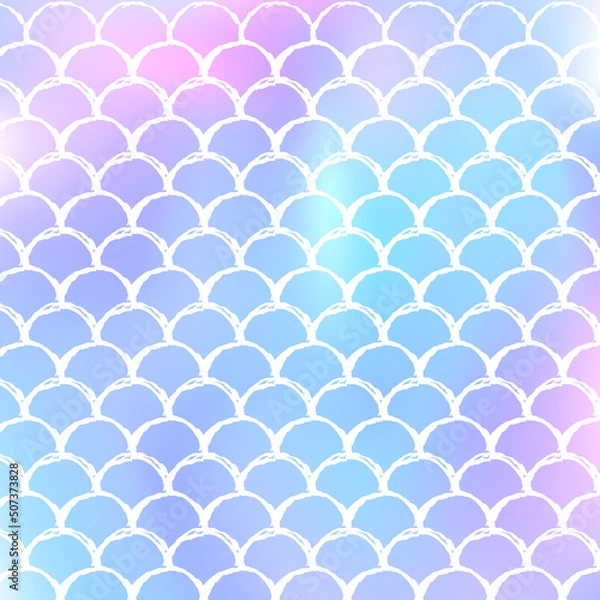 Fototapeta Holographic scale background with gradient mermaid.