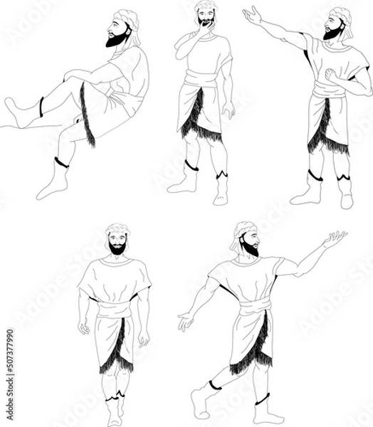 Fototapeta Man in different poses on a transparent background