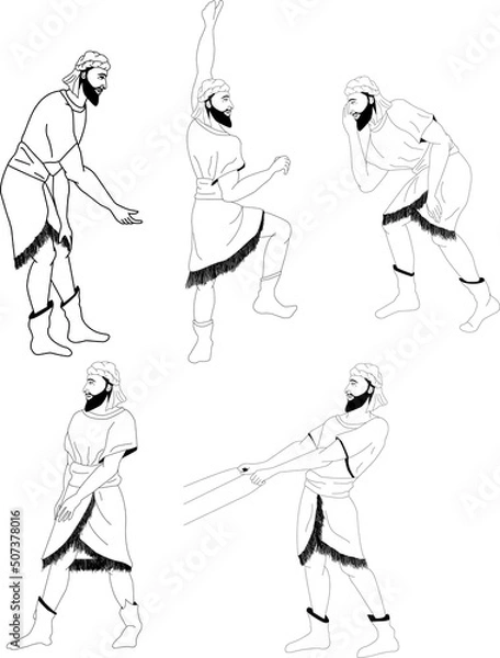 Fototapeta Man in different poses on a transparent background