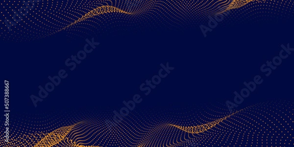 Fototapeta Abstract background with flowing particles. Digital future technology concept. Vector illustration.