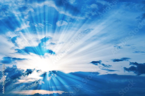 Fototapeta Blue sky with clouds and sunlight.