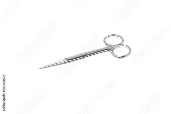 Obraz Surgical Scissors deep etched on white background