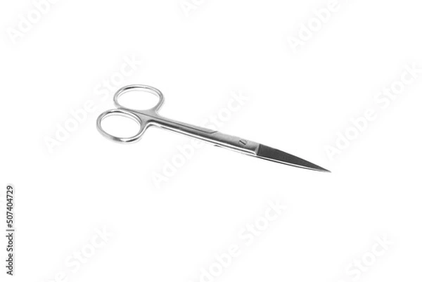 Obraz Surgical Scissors deep etched on white background