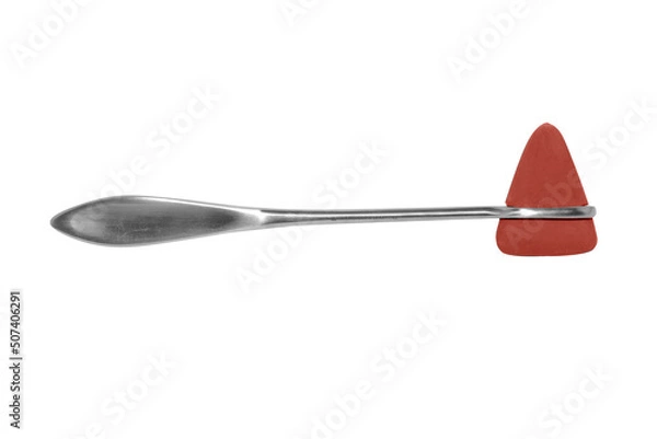Obraz Red Medical Reflex hammer deep etched on white background. 