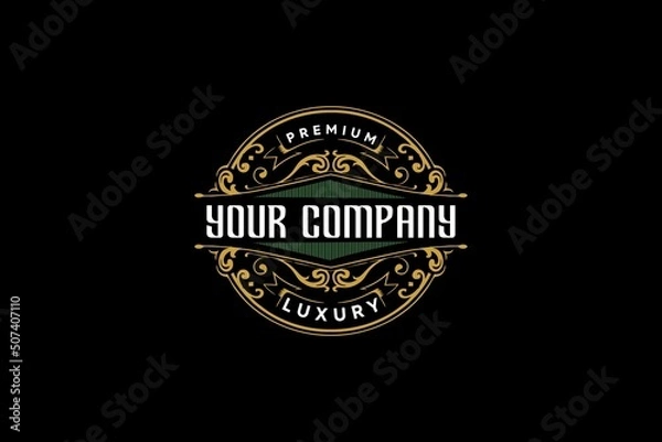 Obraz PREMIUM LEAF GOLD LOGO VINTAGE