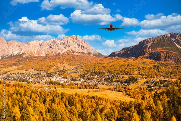 Obraz イタリアアルプス上空を飛行する航空機