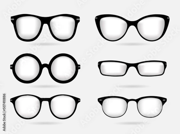 Fototapeta Collection of glasses vector illustration. Realistic glasses design icon vector