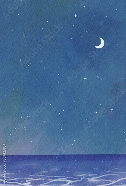 Fototapeta 背景素材_水彩テクスチャ_星空