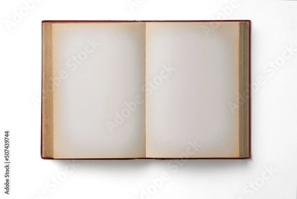 Obraz Old blank opened book isolated on white