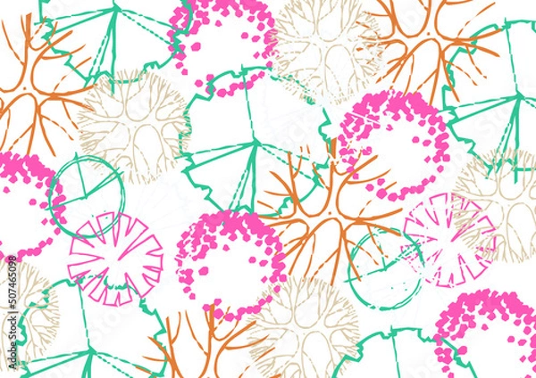 Obraz ARCHITECTURE TREES. COLORFUL PATTERN TEXTURE