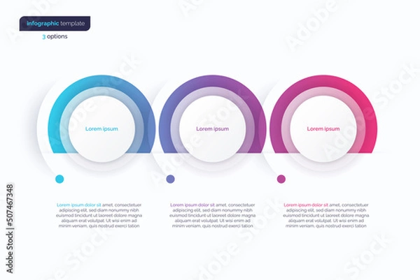 Fototapeta Vector gradient minimalistic infographic template composed of 3 circles