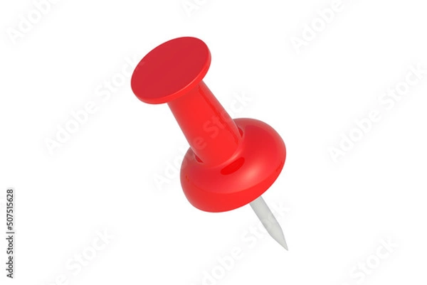 Obraz Push pin isolated on white background. 3d render