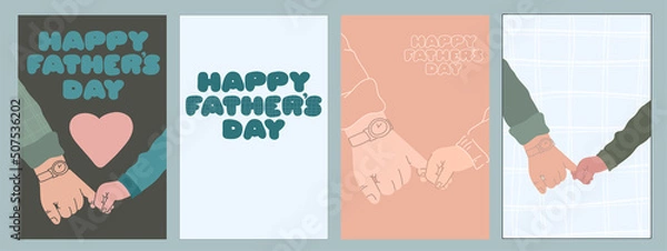 Fototapeta Happy father's day card collection. Vector pattern. popular Holiday background. Modern flat retro style.
