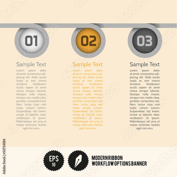 Obraz Modern Ribbon Workflow Options Banner - Vector Illustration - ca