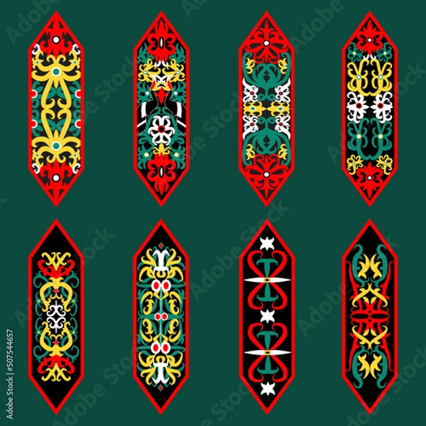 Fototapeta various authentic central borneo dayak ngaju tribe shield pattern