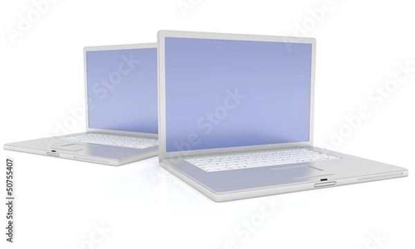 Fototapeta 3d rendering of two laptops