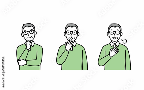 Fototapeta 表情のバリエーションイラスト（おじいちゃん）