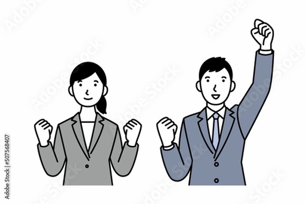 Fototapeta ガッツポーズ　人物　スーツ