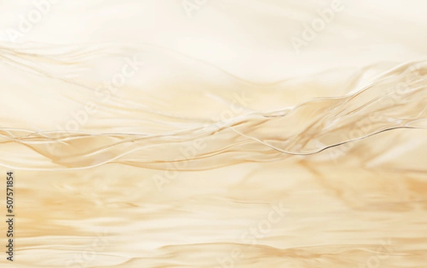 Fototapeta Flowing transparent cloth on water surface, 3d rendering.