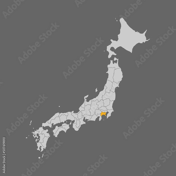 Obraz Kanagawa prefecture highlight on the map of Japan