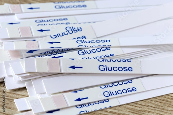 Fototapeta Indicator Strips For Blood Glucose Testing