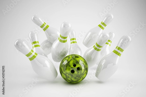 Obraz Bowling Strike grün/weiss