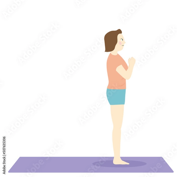 Fototapeta バックランジの起立した状態のダイエット中の女性