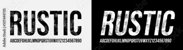 Fototapeta Distressed Font. Grunge Font. Rough Font. Uppercase and Number
