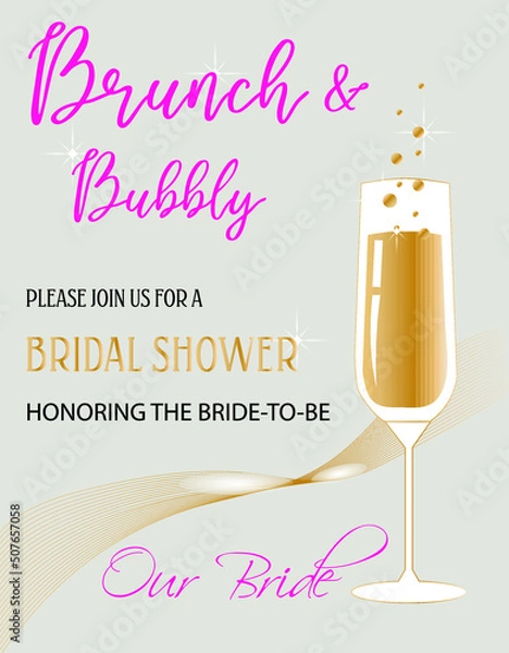 Fototapeta Modern bachelorette party invitation, grey, yellow and pink color. Used for web design, illustrations, banners, posters.