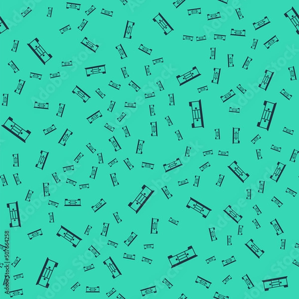 Fototapeta Black TV table stand icon isolated seamless pattern on green background. Vector