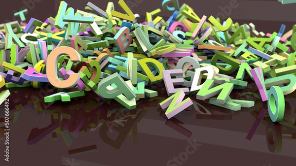 Fototapeta 3d letters falling. 3D render
