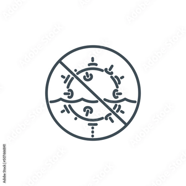 Fototapeta Naval mine marine single outline icon isolated on white. outline symbol anti-ship and submarine war. Quality design element naval mine with editable thin line stroke. pictogram underwater navy bomb