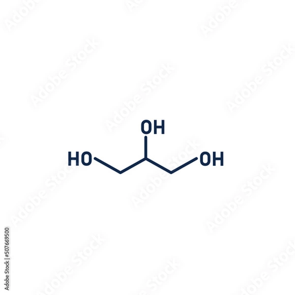 Fototapeta Glycerol molecule. Glycerin chemistry formula. Creme ingredient. Vector